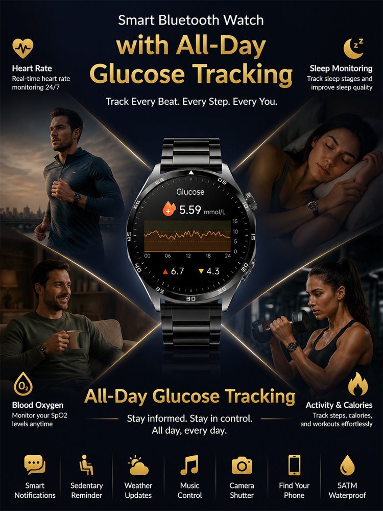 High-precision smart blood glucose monitoring watch