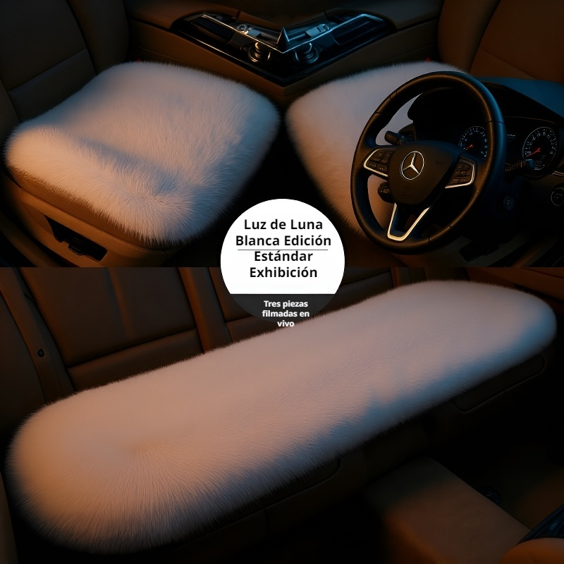 Cojines universales para asiento de coche, piel sintética de zorro, set de invierno de tres piezas