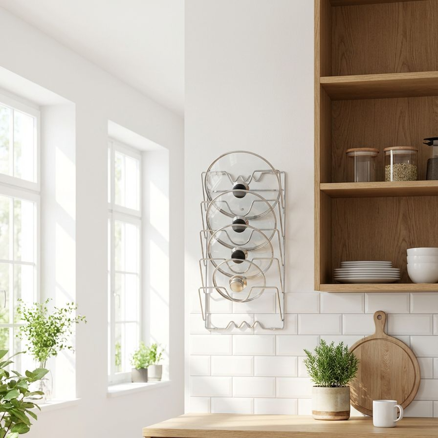 キッチン用品収納に便利な鍋蓋ラック