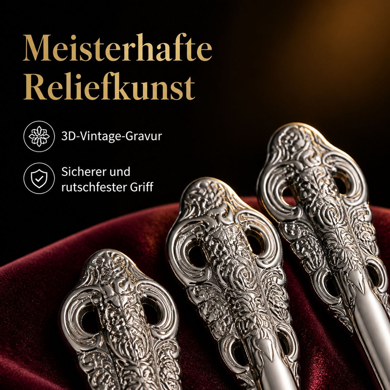410 Palast Edelstahl Western Messer Gabel Löffel Vintage Relief Steakmesser Dessertlöffel Set