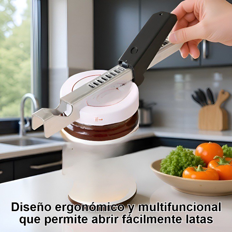 Abrelatas de acero inoxidable, un utensilio de cocina multifuncional.