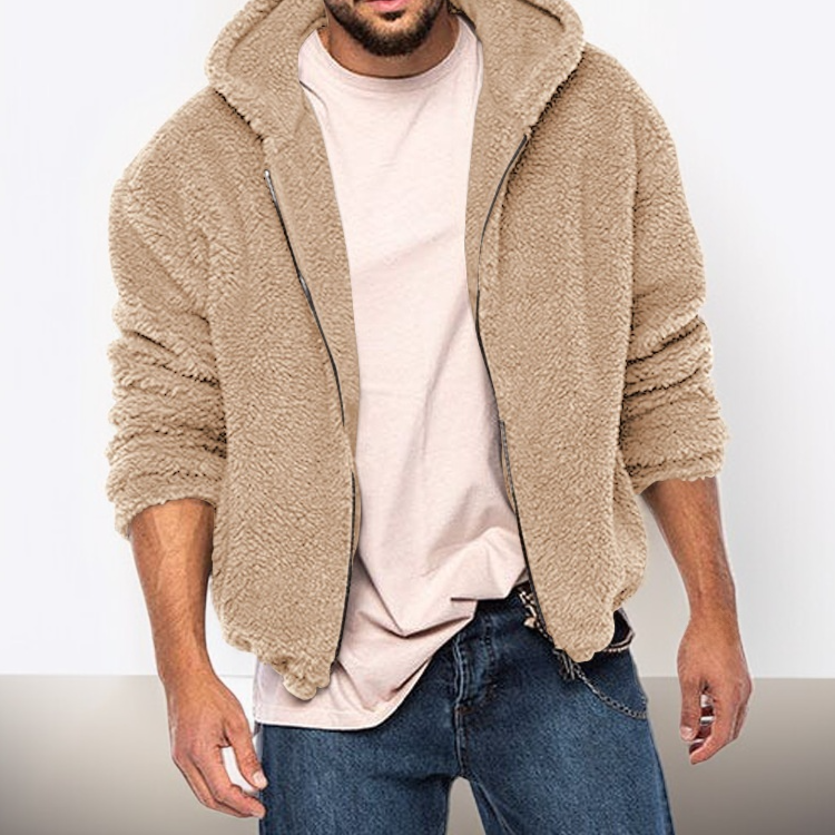 남성 후드 지퍼 모직 코트