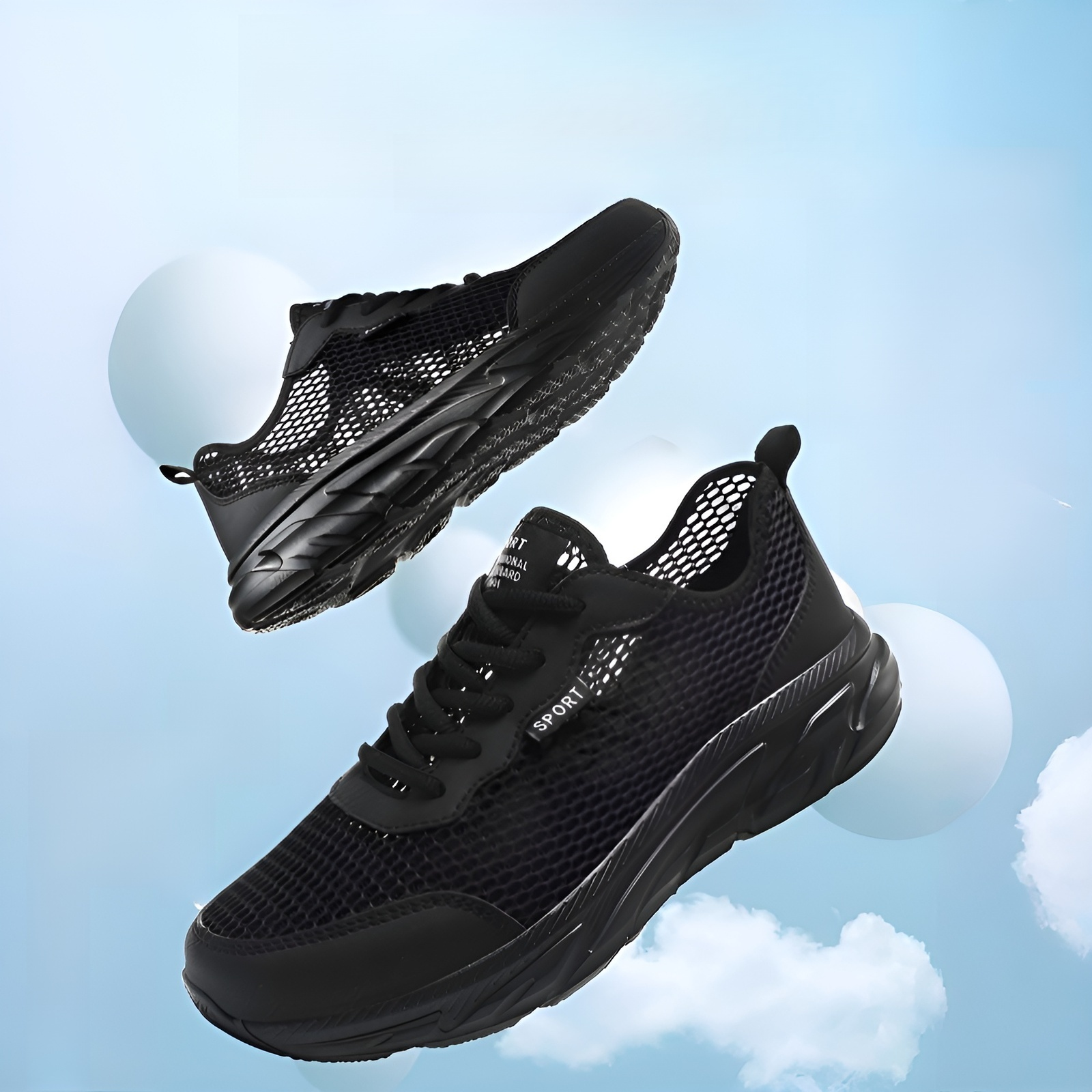 メンズ透かし彫りメッシュスポーツシューズ正面画像