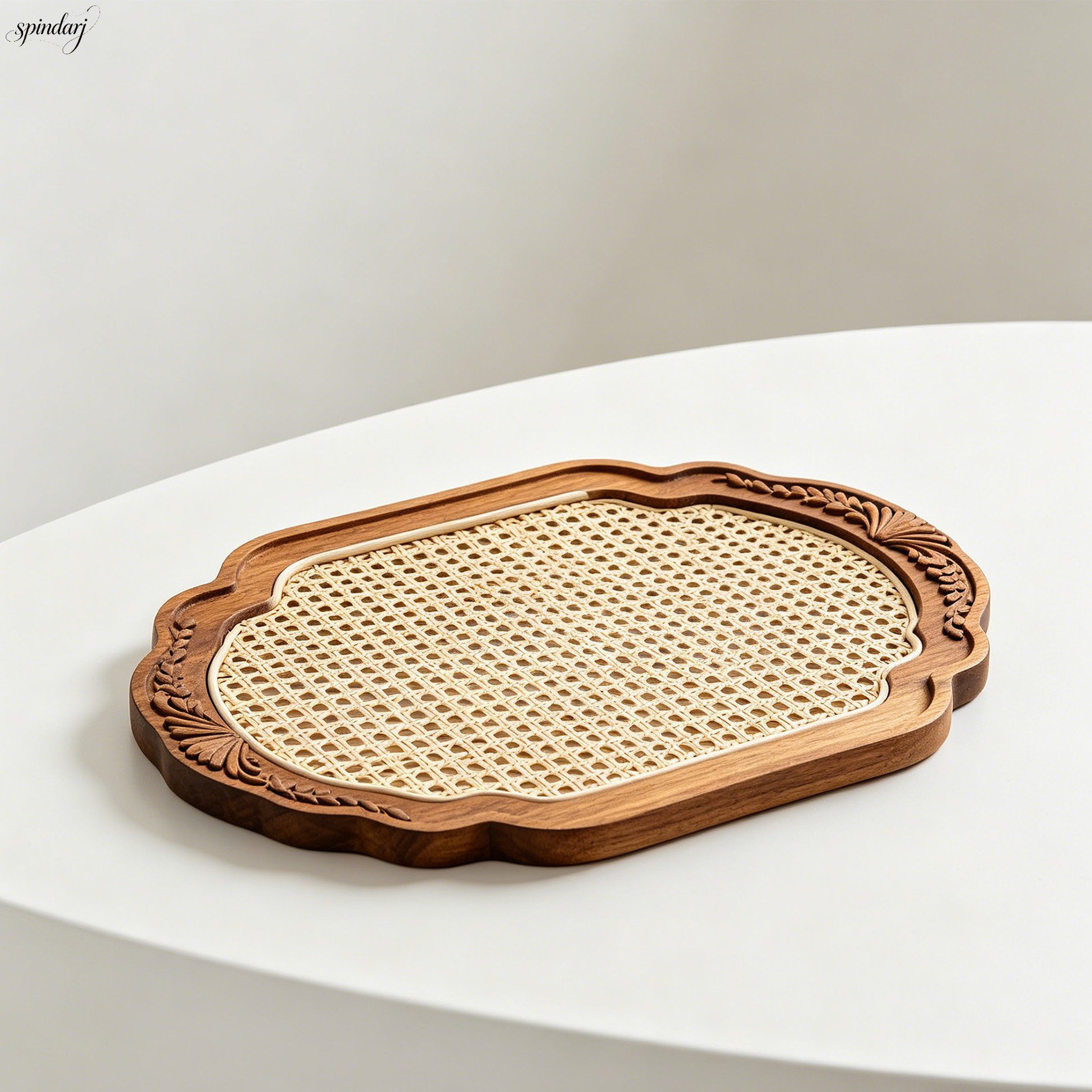Platzsets aus natürlichem Rattan und Holz