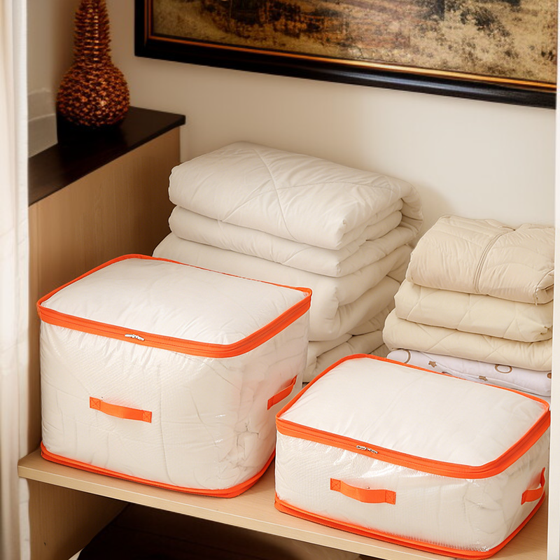Bolsa de almacenamiento visual transparente, portátil, para ropa, edredones y acolchados