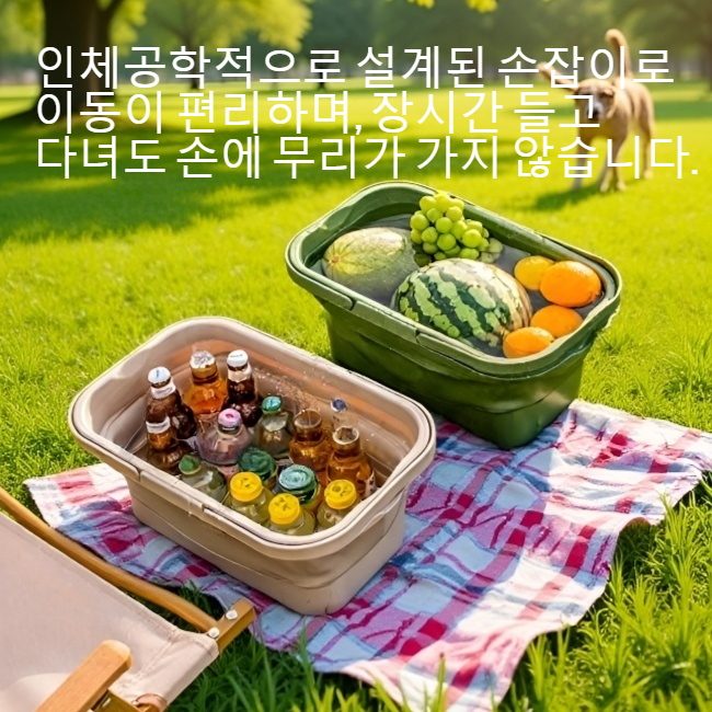 야외용 접이식 경량 견고 대용량 수납 바구니 전체 모습