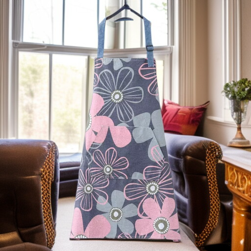 Küchenschürze aus Baumwollleinen mit Sonnenblumendesign