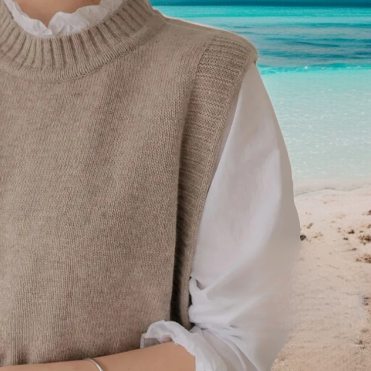 조끼 여 아우터 루즈핏 니트 울 니트 학원풍 니트 조끼 나시 민소매