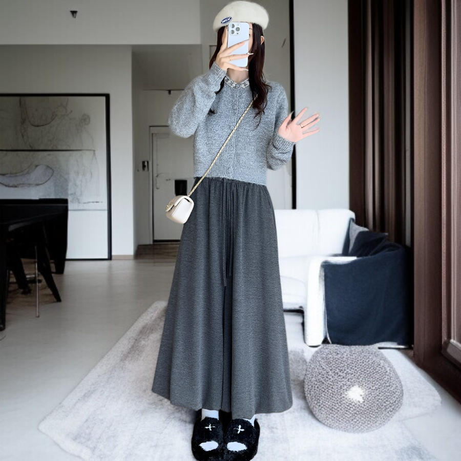 편안한 여성 드롭 팬츠 앞모습