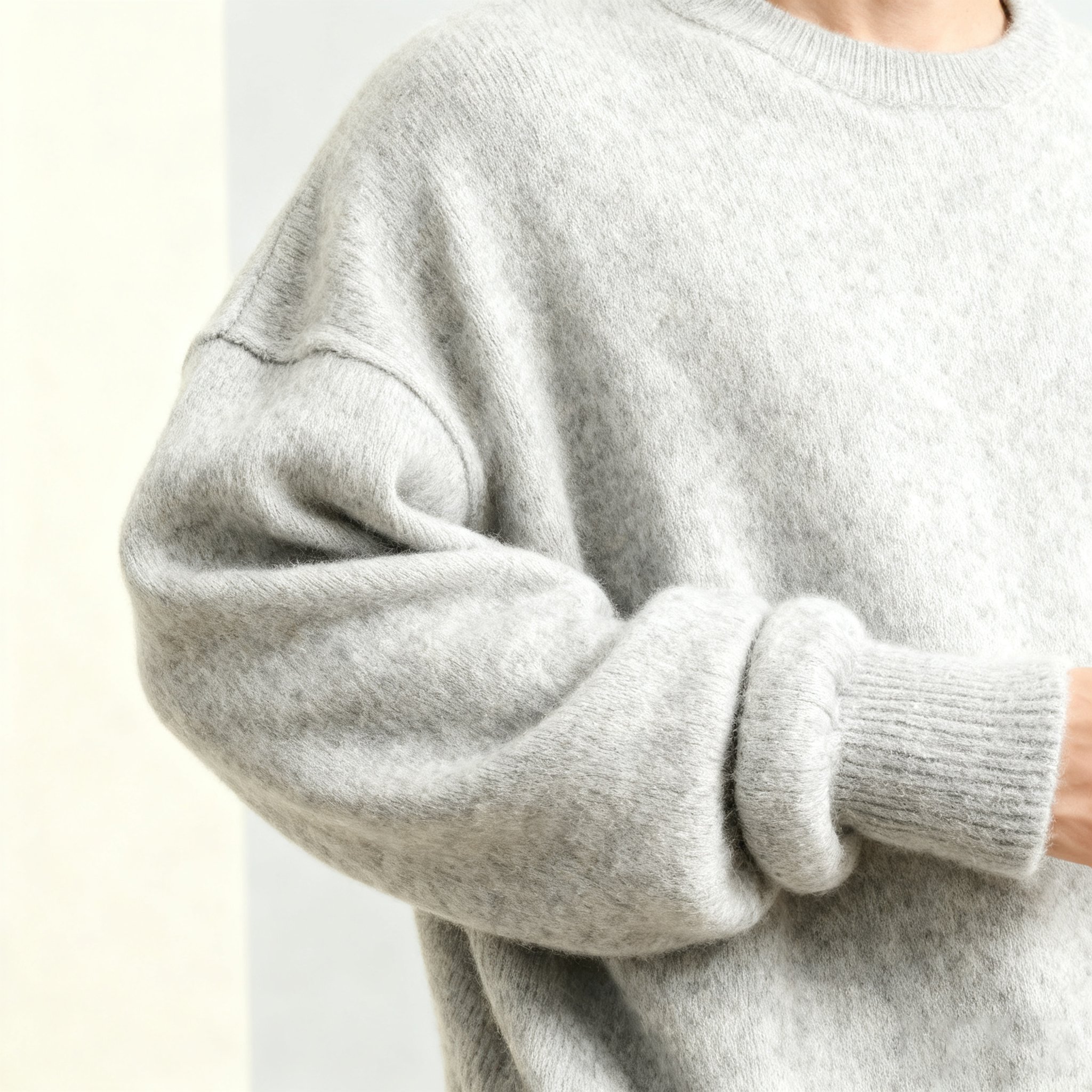 グレー メンズ ベーシック クルーネック セーター