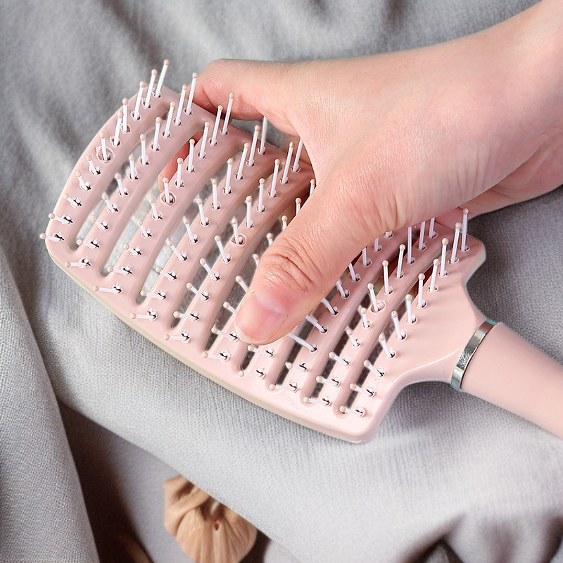 مشط تدليك نسائي بنقشة زهر الكرز، مشط شعر مجعد ناعم للأطفال، مشط كبير منحني للاستخدام المنزلي