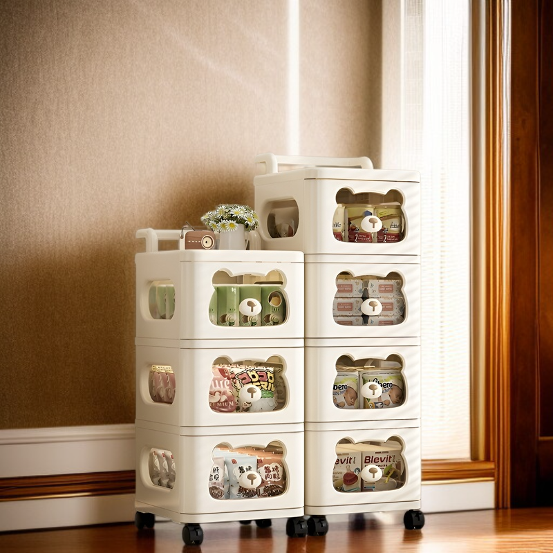 Children's multi-layer storage cabinet in living room