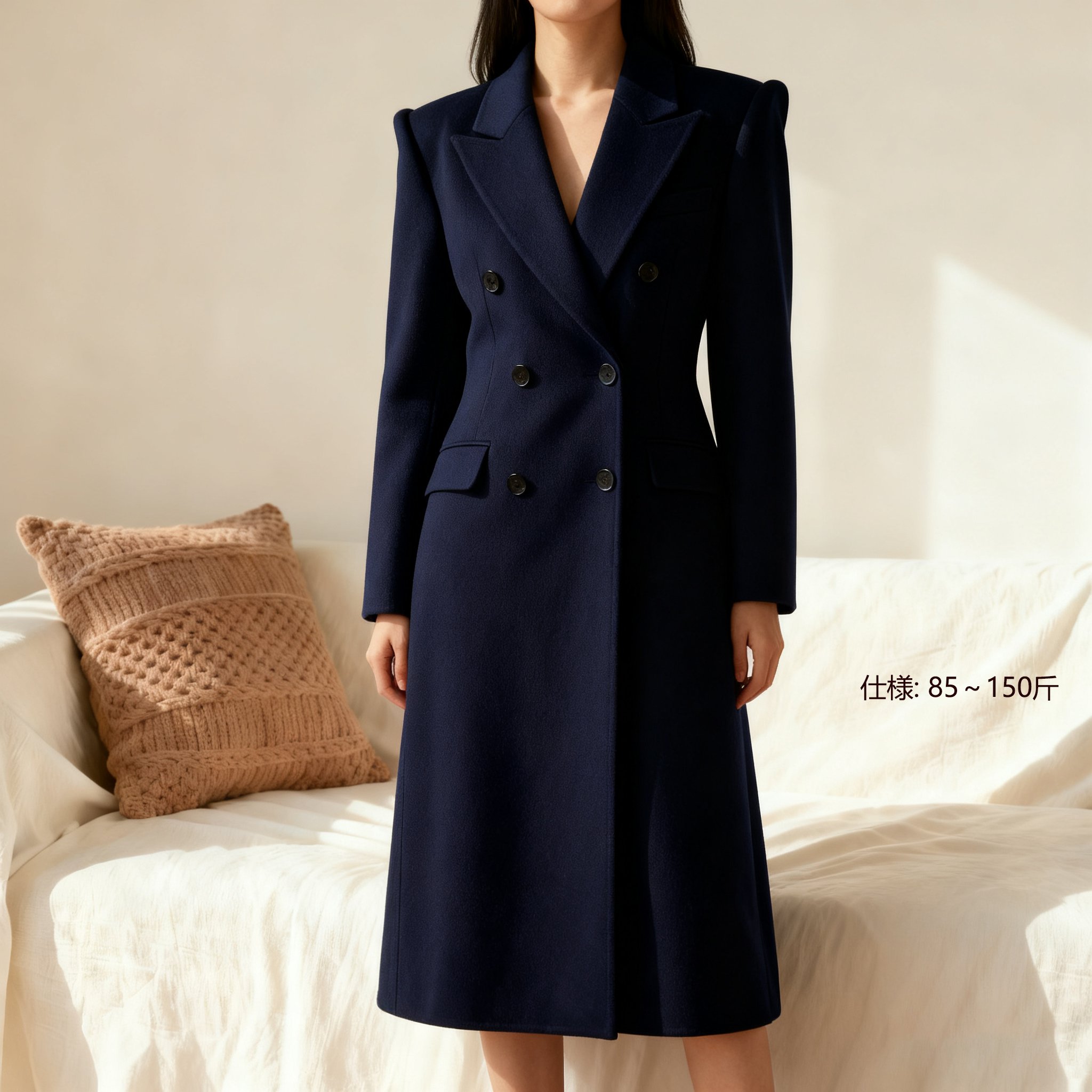 ウエストラインが際立つ上品なストレートコート