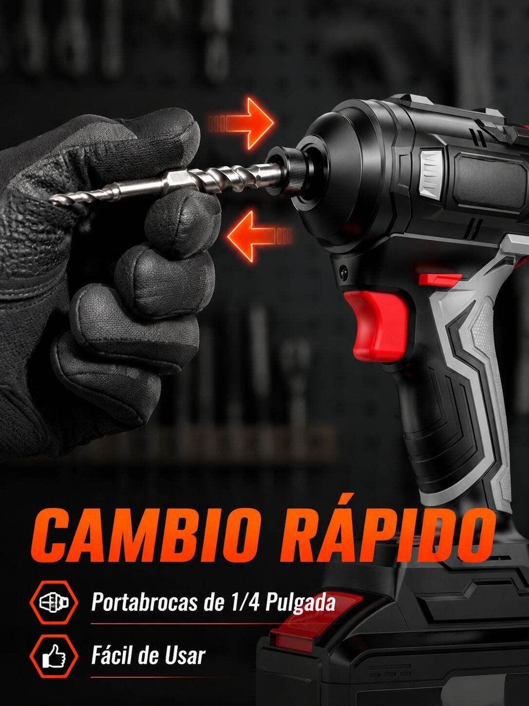 Taladro Percutor Inalámbrico Portátil 21V Kit de Herramientas Eléctricas