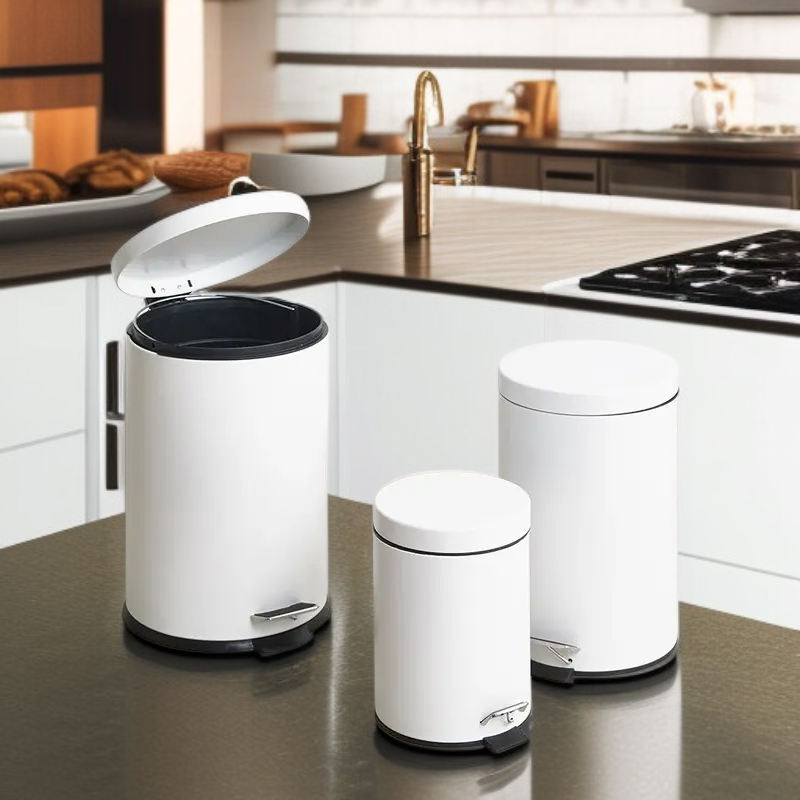 할메이드 인테리어 무소음 원형 페달휴지통 5L