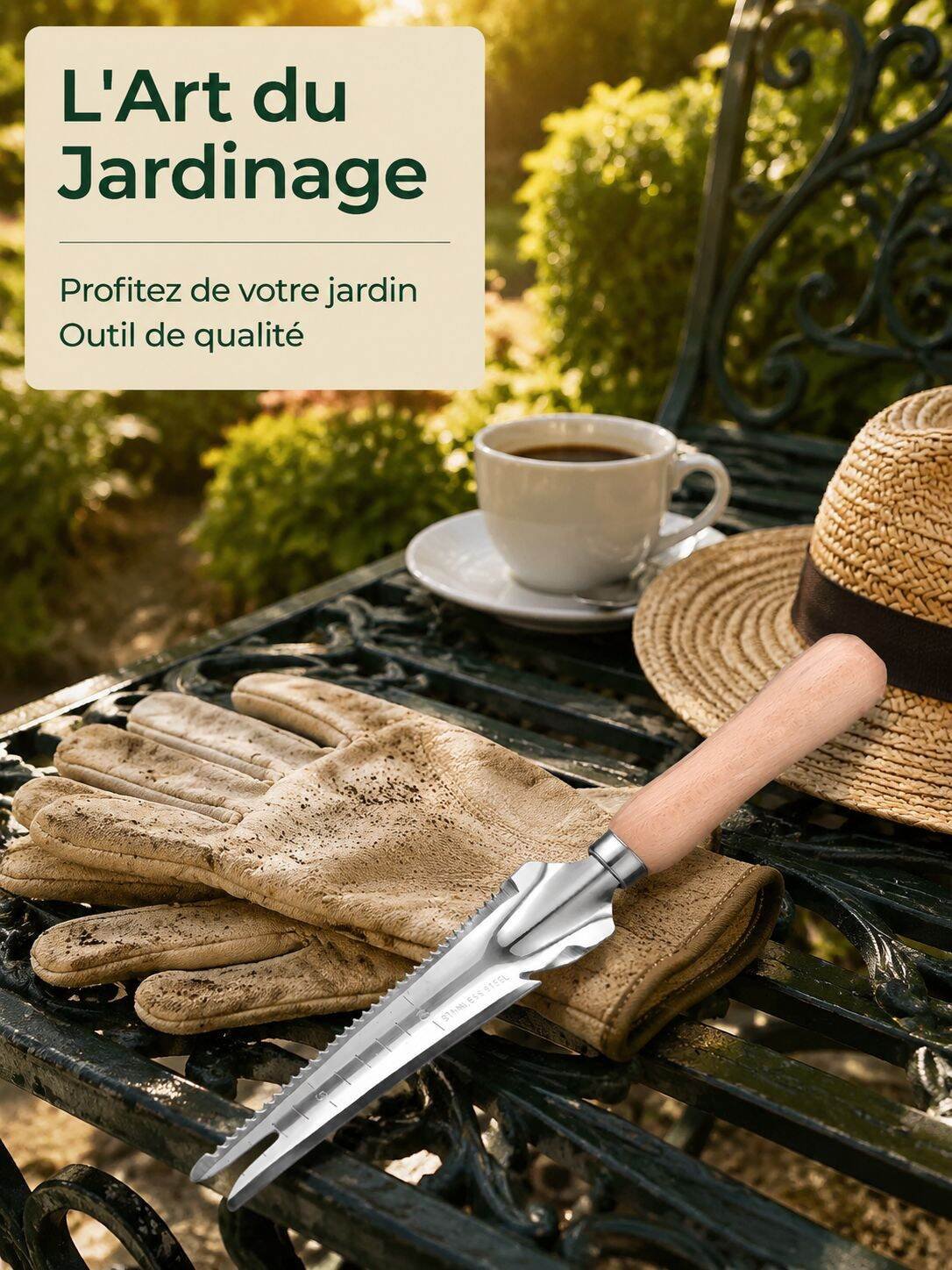 Râteau de jardin manuel, outil de désherbage, outil de récolte de plantes sauvages