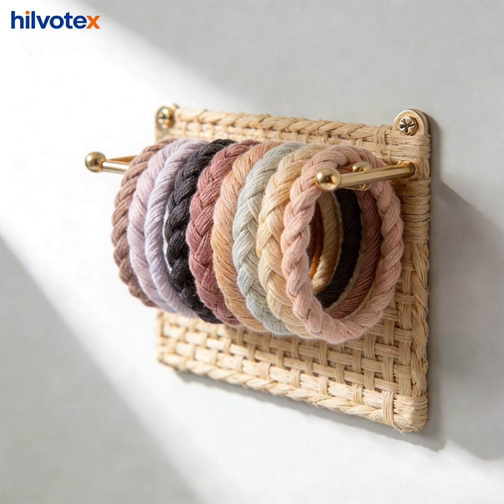 Wall-mounted woven hair tie rack