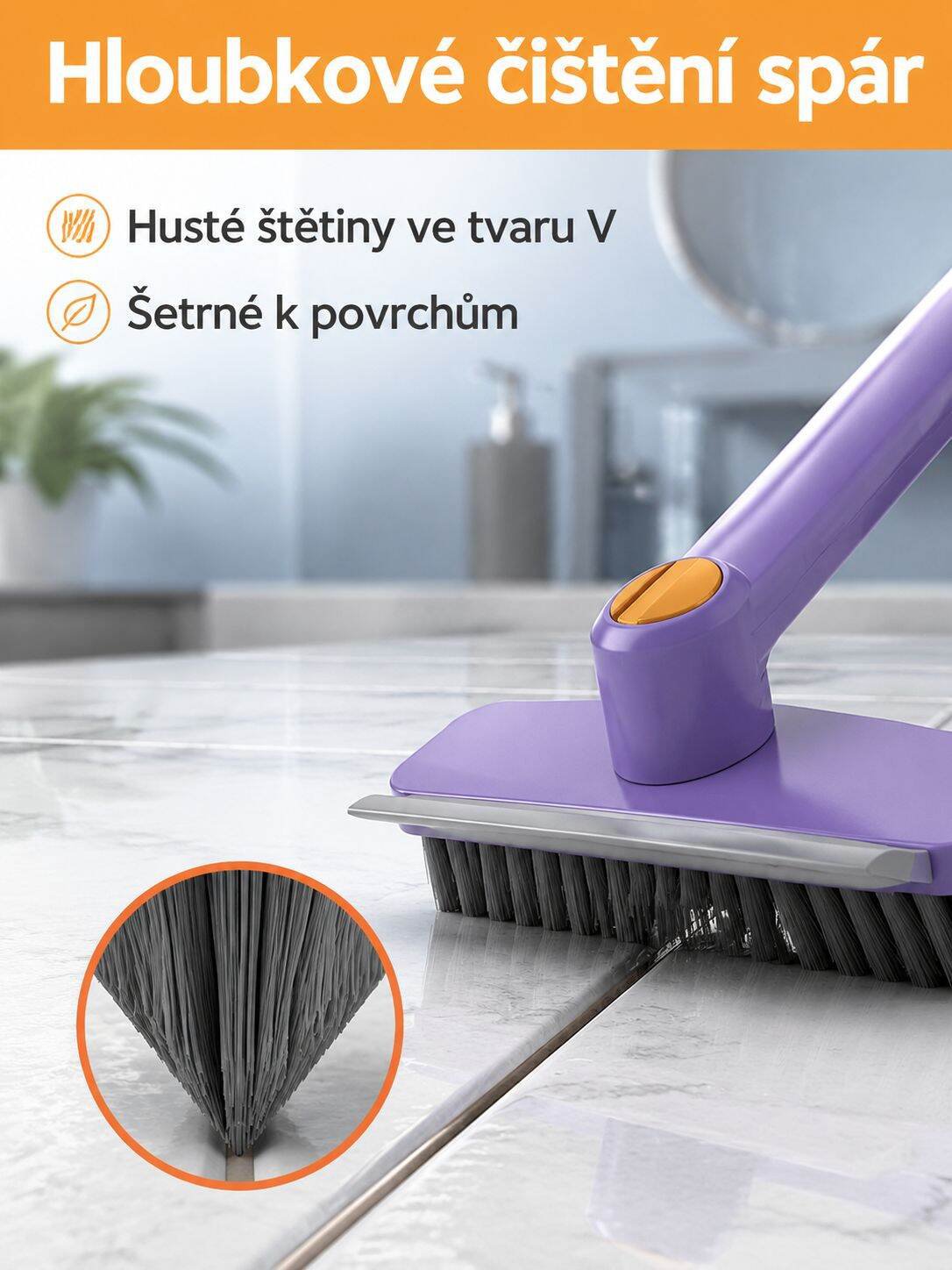Multifunkční čisticí kartáč na spáry do koupelny