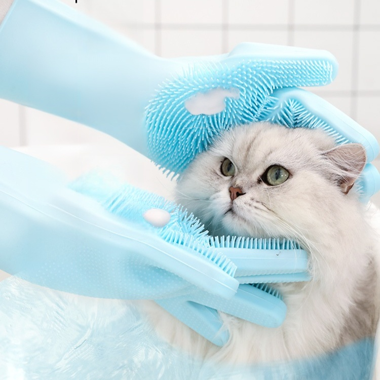 Pet bath brush massage gloves