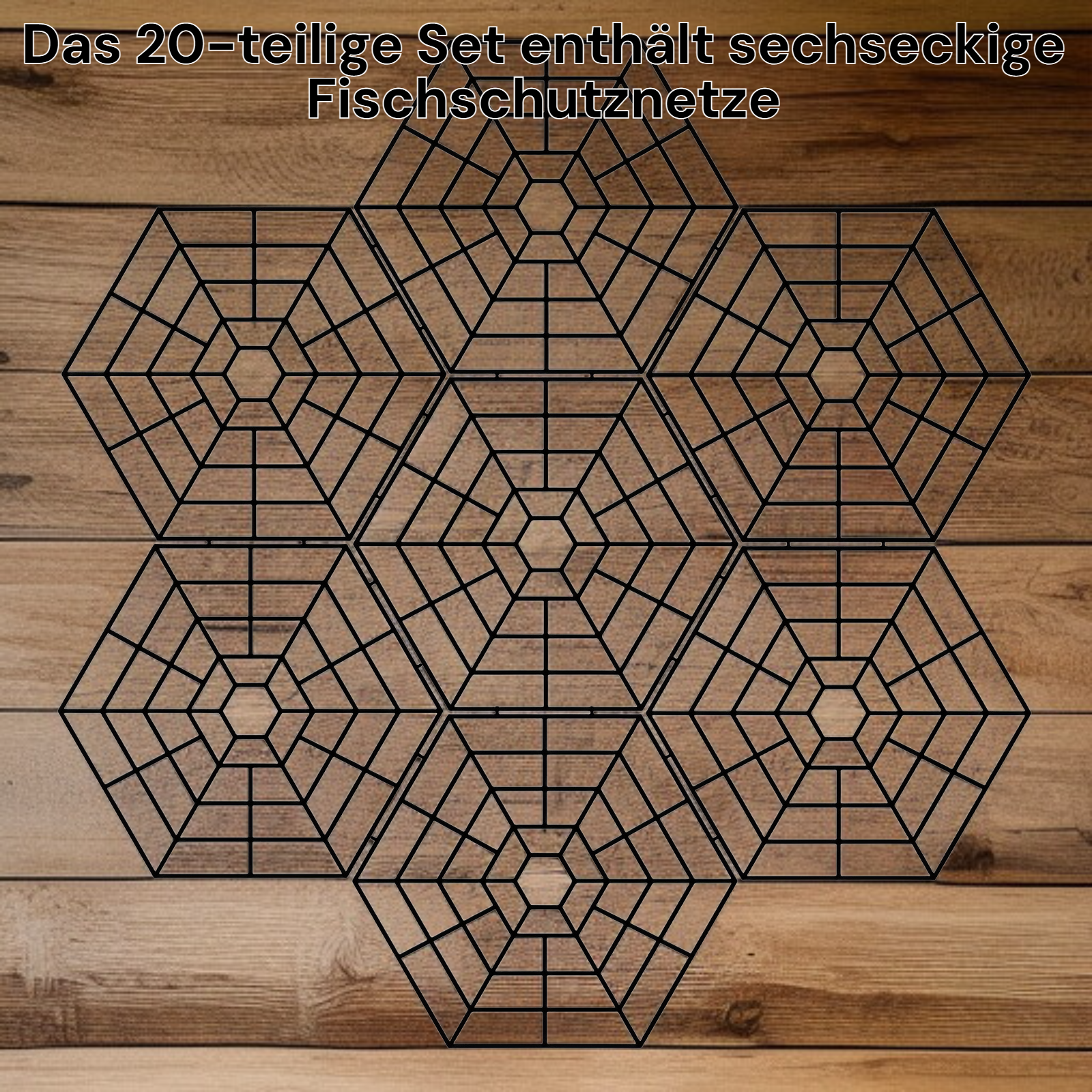 20-teiliges Set mit 6-eckigem Fischschutznetz