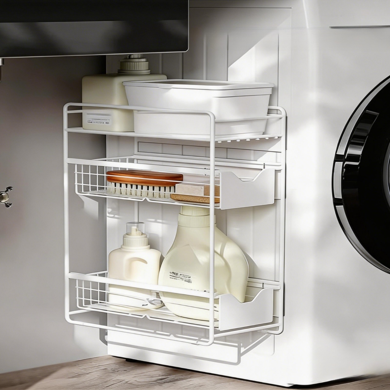 免安裝洗衣機磁吸置物架多層收納整理架縫隙抽拉架