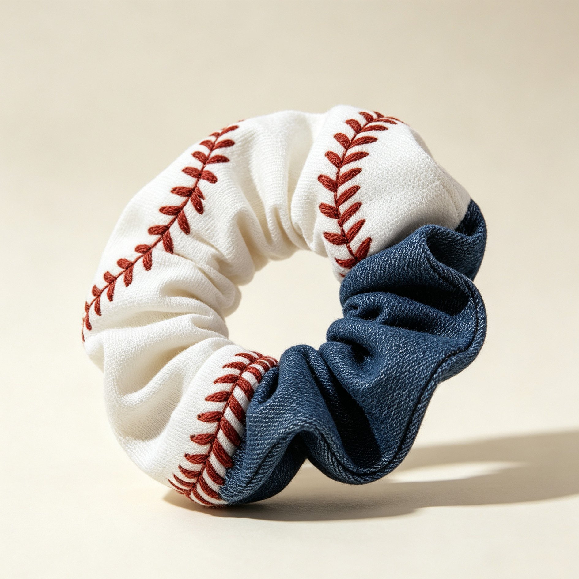 Sporty hair accessory with baseball embroidery