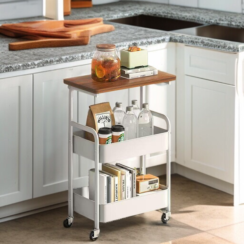 Movable rack for home bedroom living room with pulleys and table trolley simple multi-layer snack st