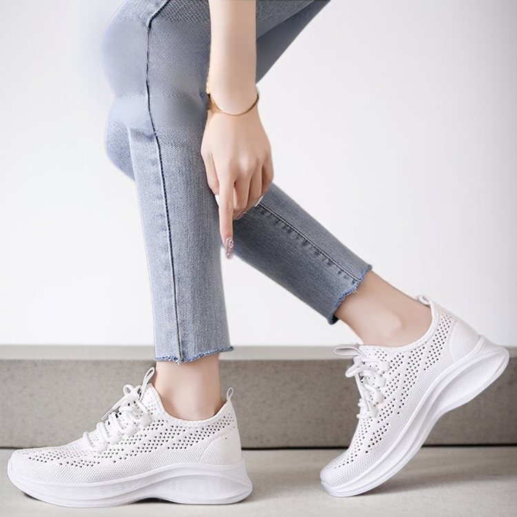 컴포트 운동화 여 여름 메쉬 스트랩 스니커즈 펀칭 스니커즈 날직 운동화 통굽 컴포트 운동화