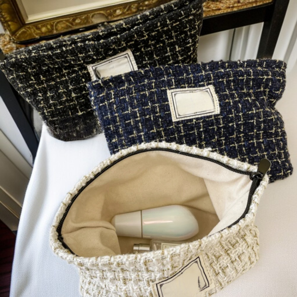 حقيبة تخزين مستحضرات التجميل المحمولة للنساء، سعة كبيرة، قماش متين، مع سحاب