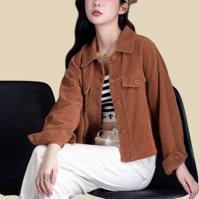 時尚燈芯絨短外套