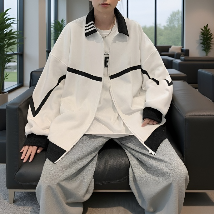 남자 춘추 루즈핏 맨투맨 야구 점퍼 상의 캐주얼 루즈핏 맨투맨