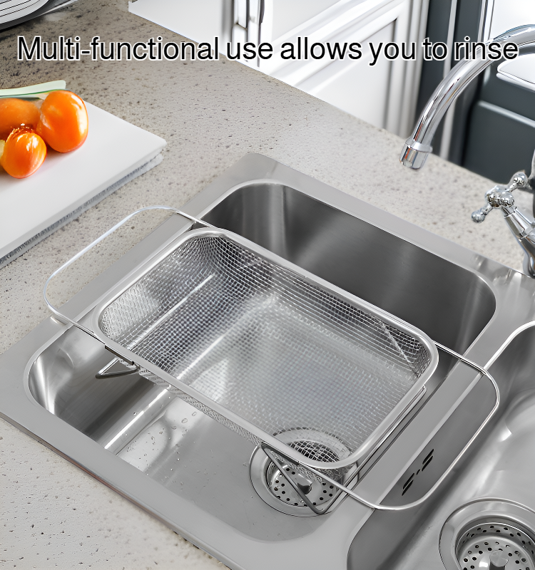 Extendable stainless steel multi-functional drain basket in kitchen sink