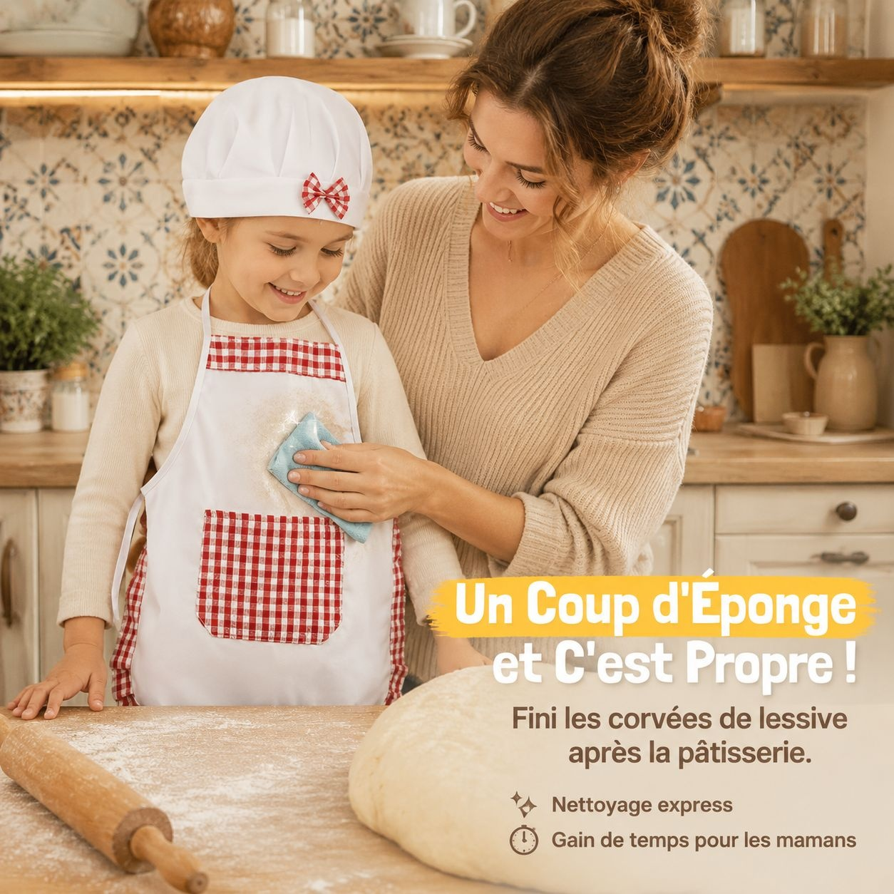 Set de costume de chef cuisinier pour enfants, adapté aux activités de pâtisserie à la maternelle