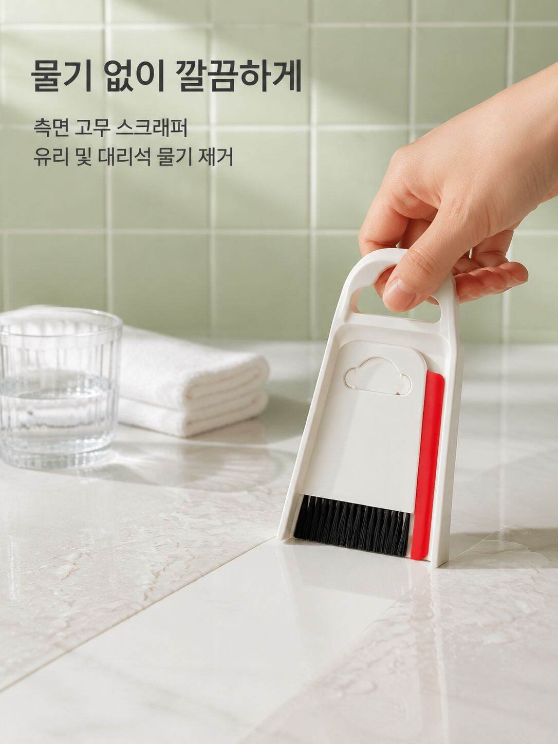 주방에서 쓰는 작은 청소도구 세트