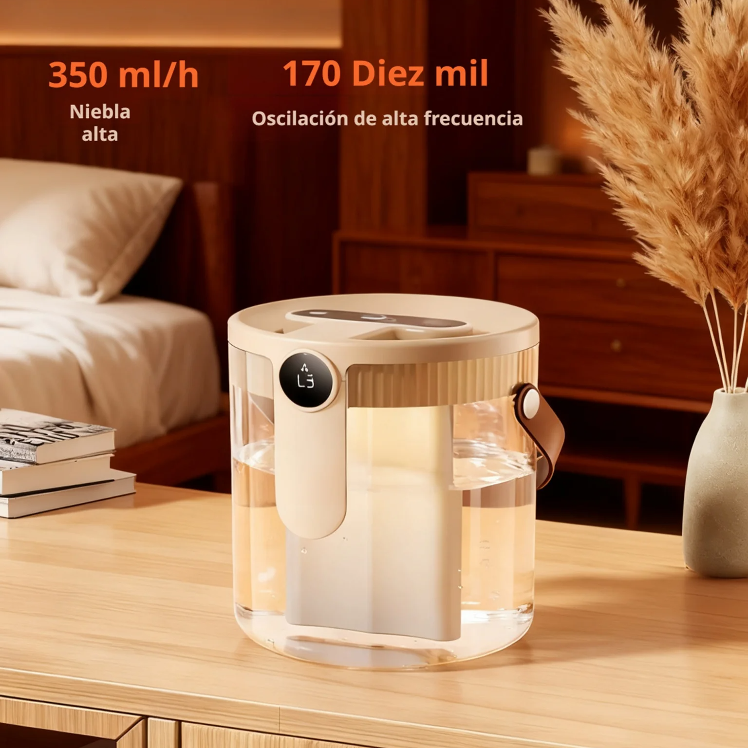 Mini humidificador con luz nocturna, triple salida y gran niebla