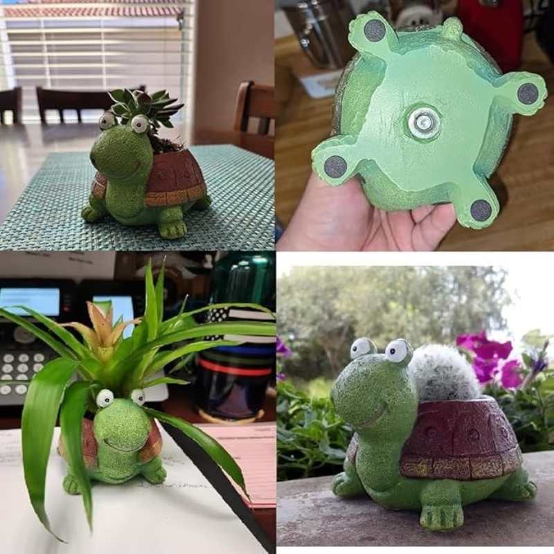 Turtle-shaped decorative plant pot