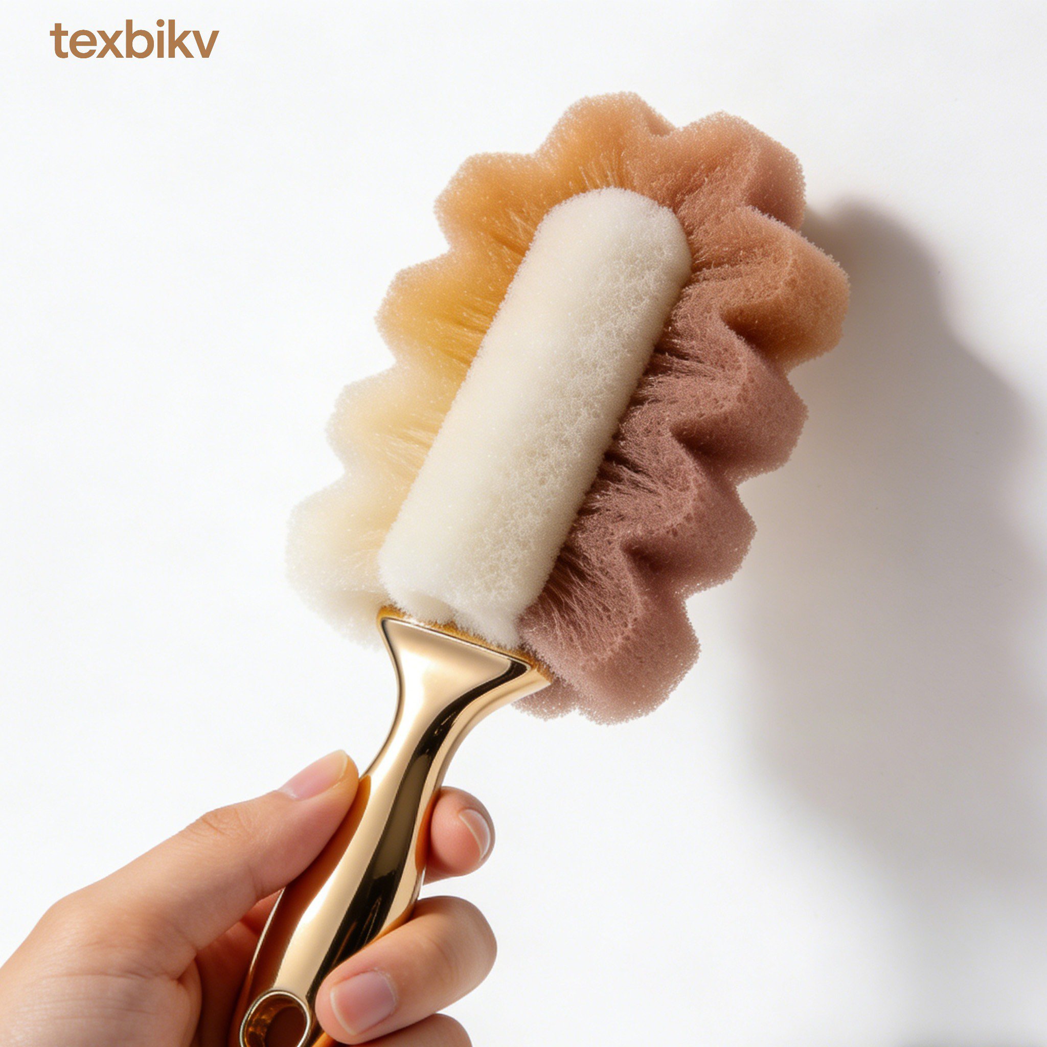 静電ダスターで家具のホコリを掃除する様子