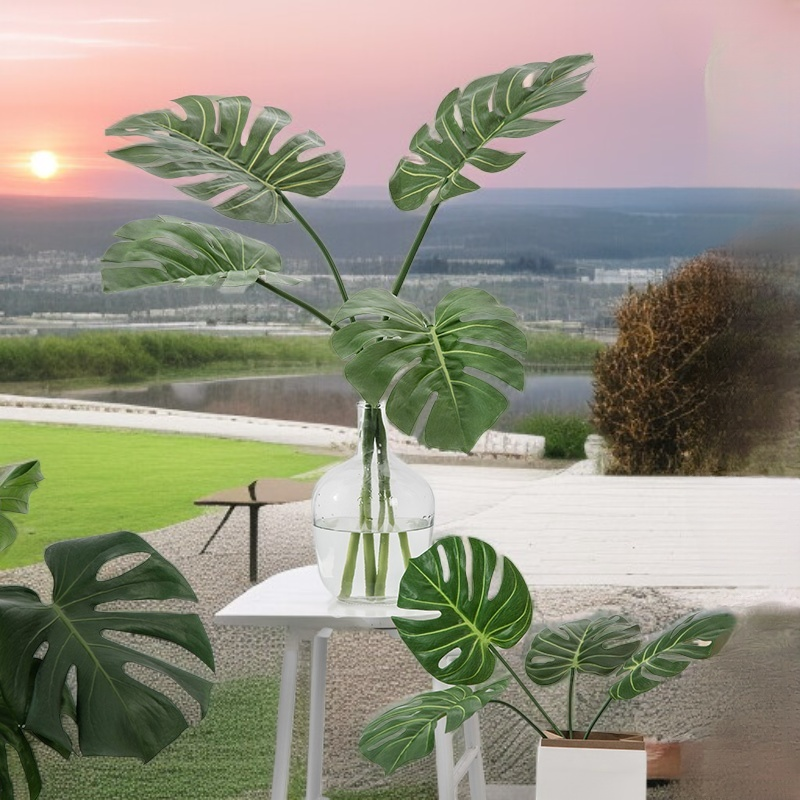 モンステラ人工植物 鉢植え リビングデコレーション