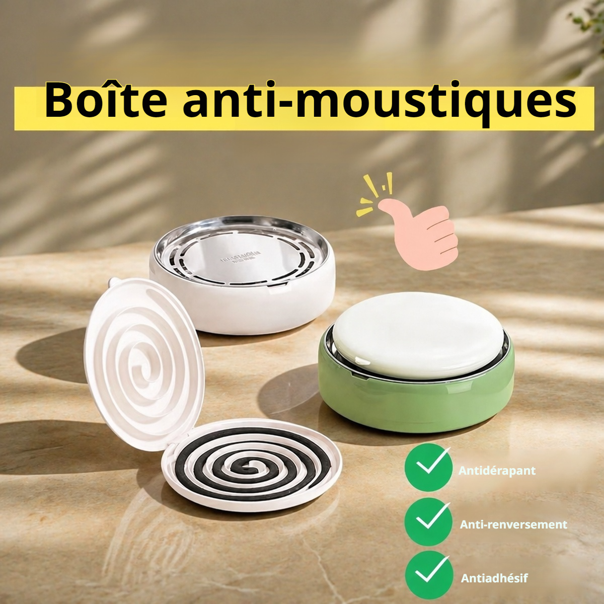 Boîte à spirale anti-moustique avec spirale allumée
