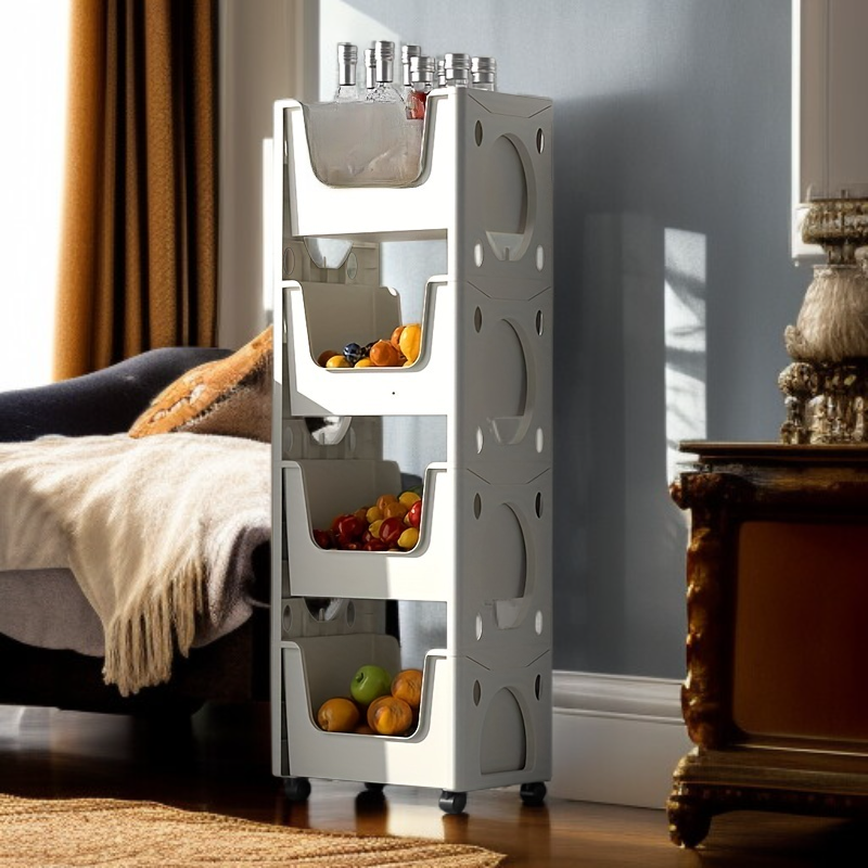 Movable Multi-Purpose Clear Storage Cart for Home, Dorm, Office, Space Saving