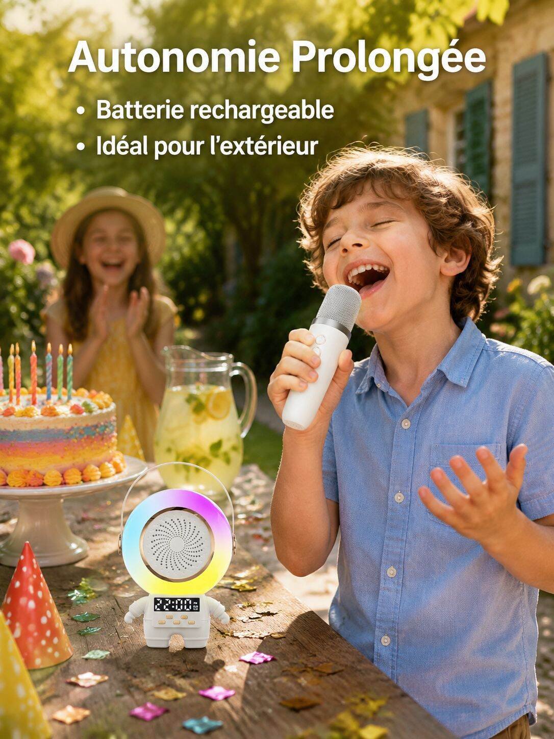 Microphone Karaoké Astronaute avec Haut-parleur Bluetooth