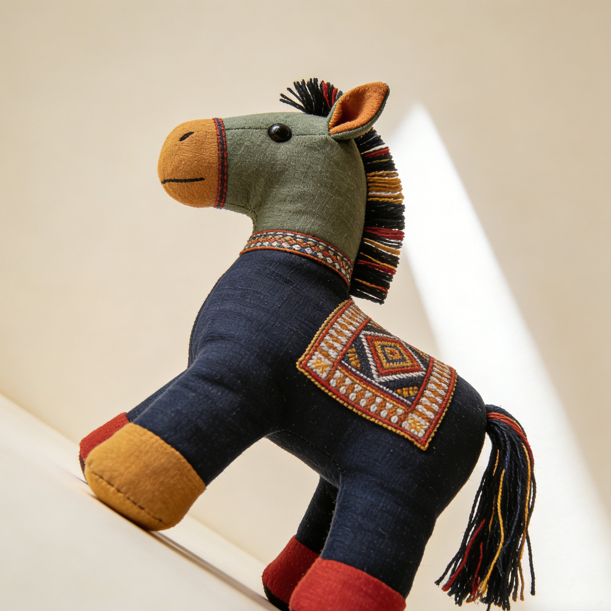 Figura decorativa de caballo de madera artesanal