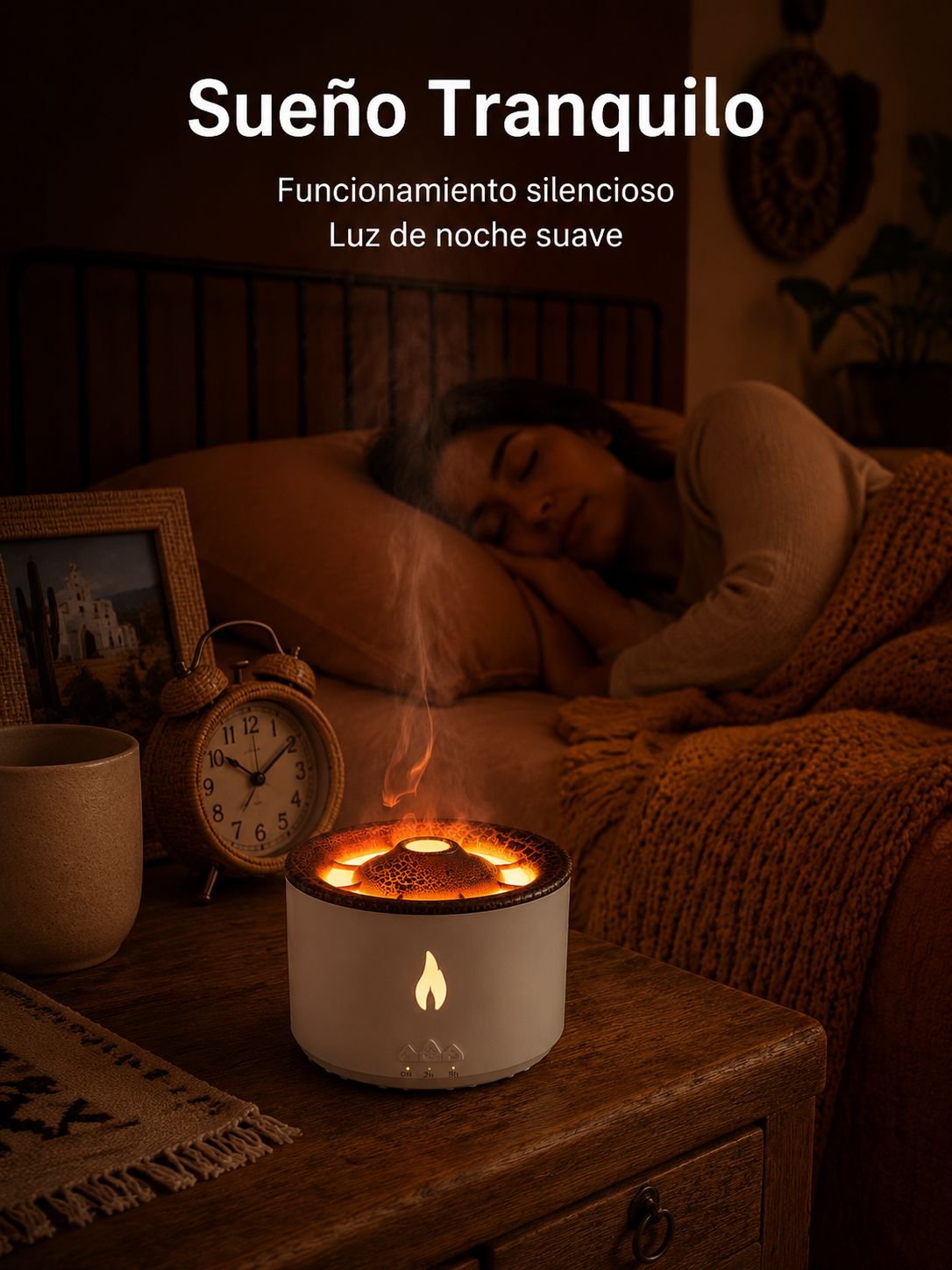 Humidificador con forma de volcán