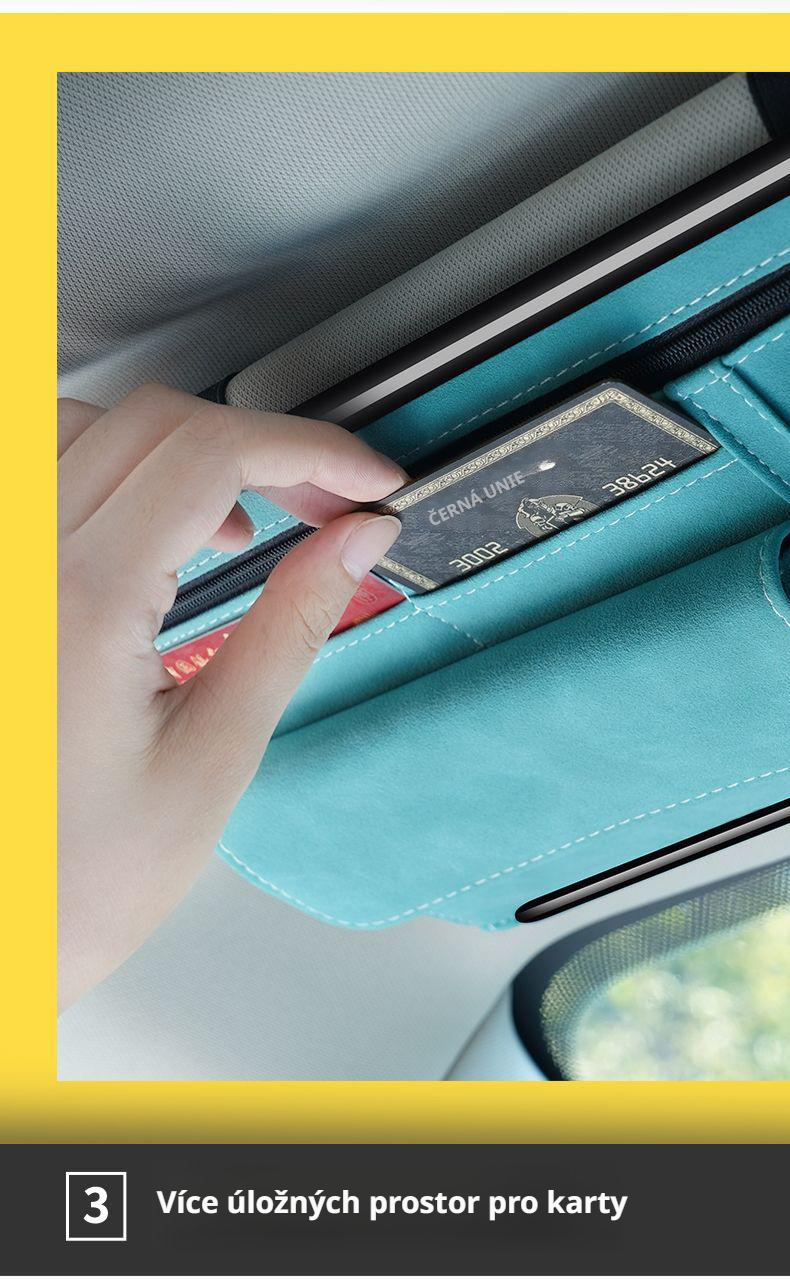 Organizér na sluneční brýle v interiéru auta