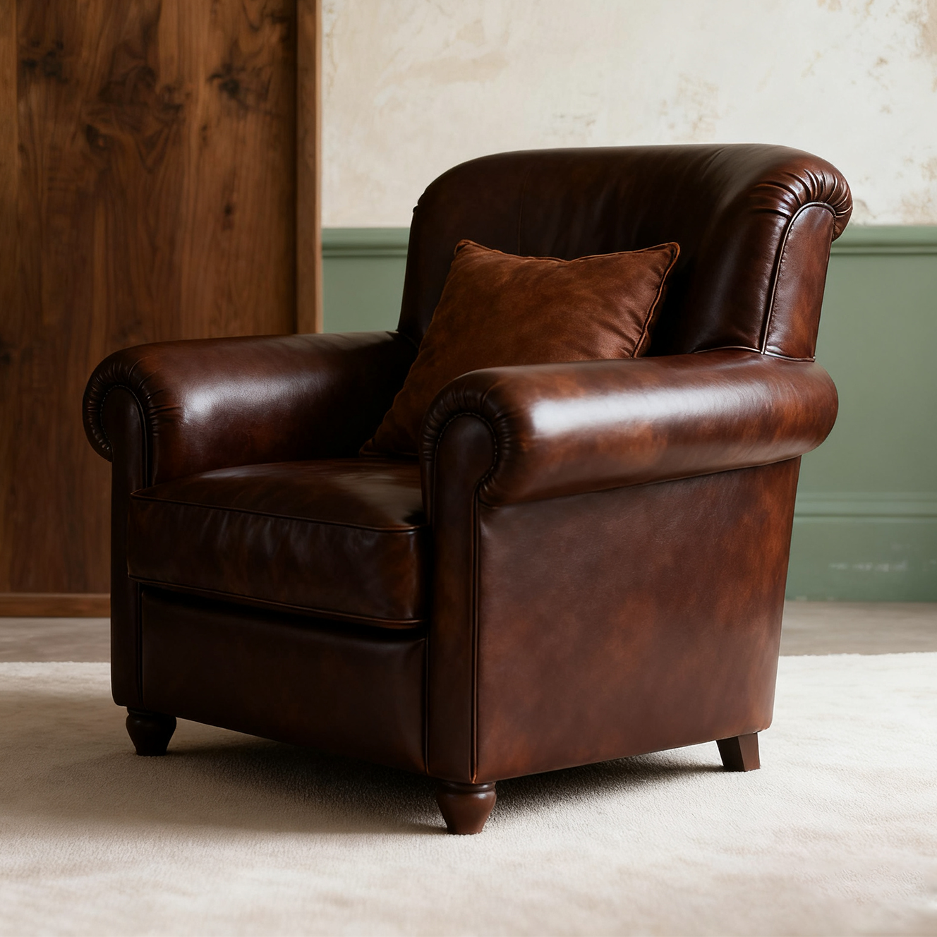 클래식 레더 1인용 소파