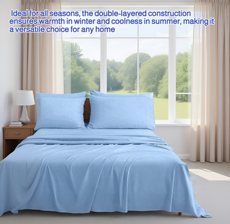 Double-layered 4-piece bed sheet set