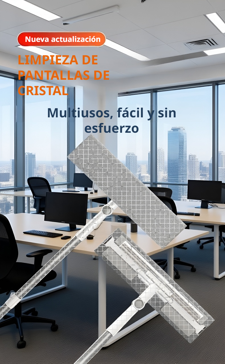 Limpiador de ventanas 3 en 1 en acción sobre cristales grandes