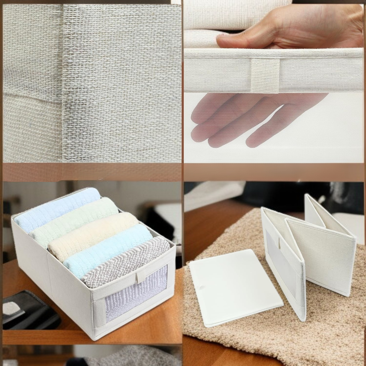  Collapsible Linen Storage Box with Transparent Window for Closet System