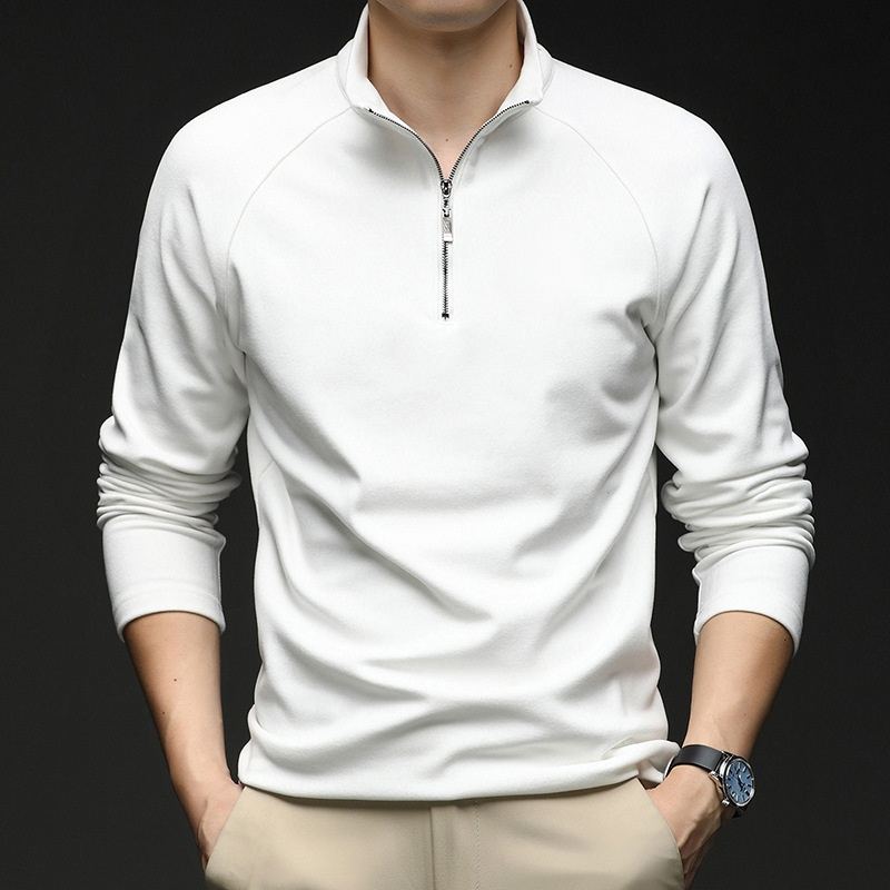 남성용 보온 자수 하이넥 반집업 맨투맨