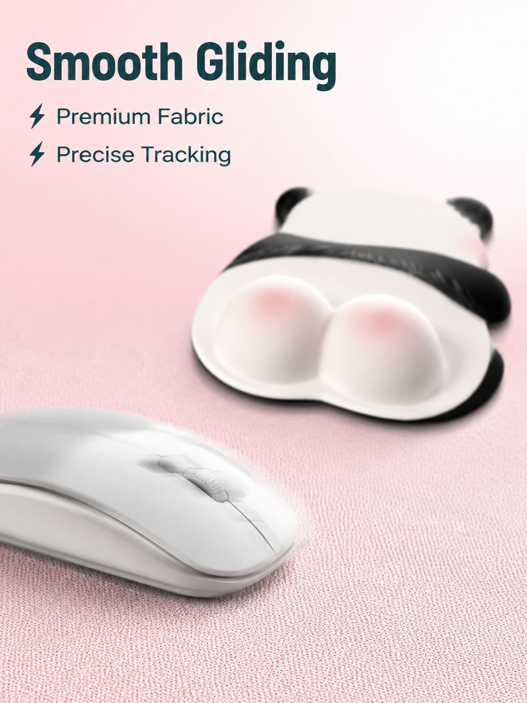 Pink Butt Panda Mouse Pad with Wrist Rest